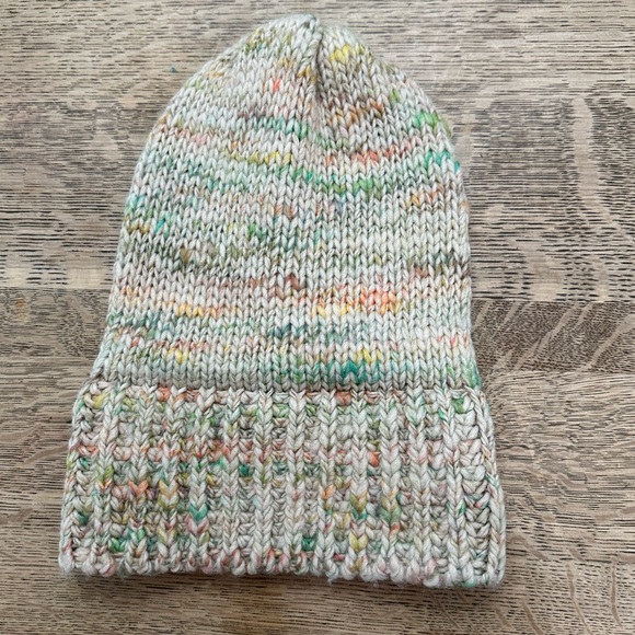 Madewell Chunky Cuffed Beanie Stocking Hat Marled Antique Cream Confetti - Picture 6 of 13